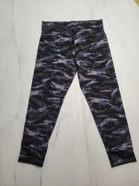 No Boundaries Black, Blue and Gray Camouflage-Brush High-Waist Leggings